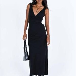 NWT Princess Polly Nellie Maxi Dress Black Linen in Size 6